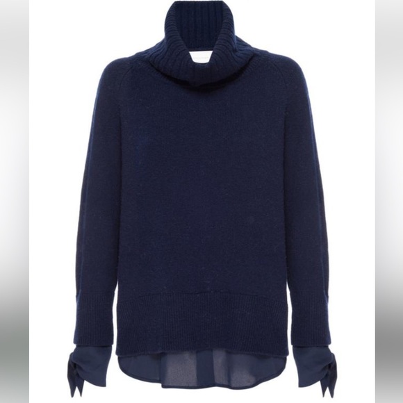 NWT Brochu Walker tie sleeve looker cashmere/wool sweater in navy. Size small. - Picture 8 of 8
